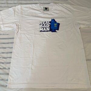 Real Bad Man Men’s Heavyweight White Graphic T-Shirt size medium